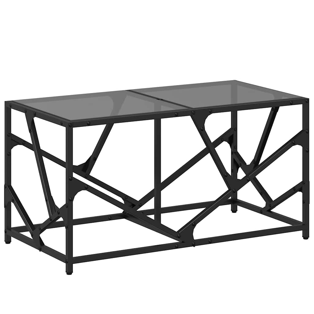 Coffee Table With Glass Top 78.5X40X41 Cm Steel