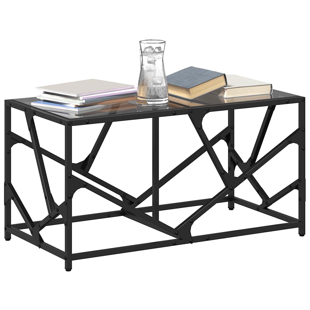 Coffee Table With Glass Top 78.5X40X41 Cm Steel