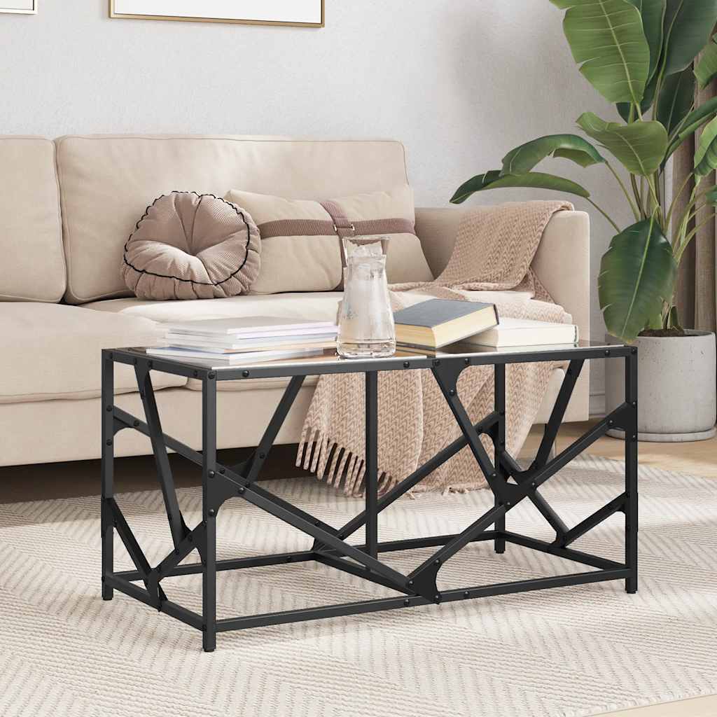 Coffee Table With Glass Top 78.5X40X41 Cm Steel