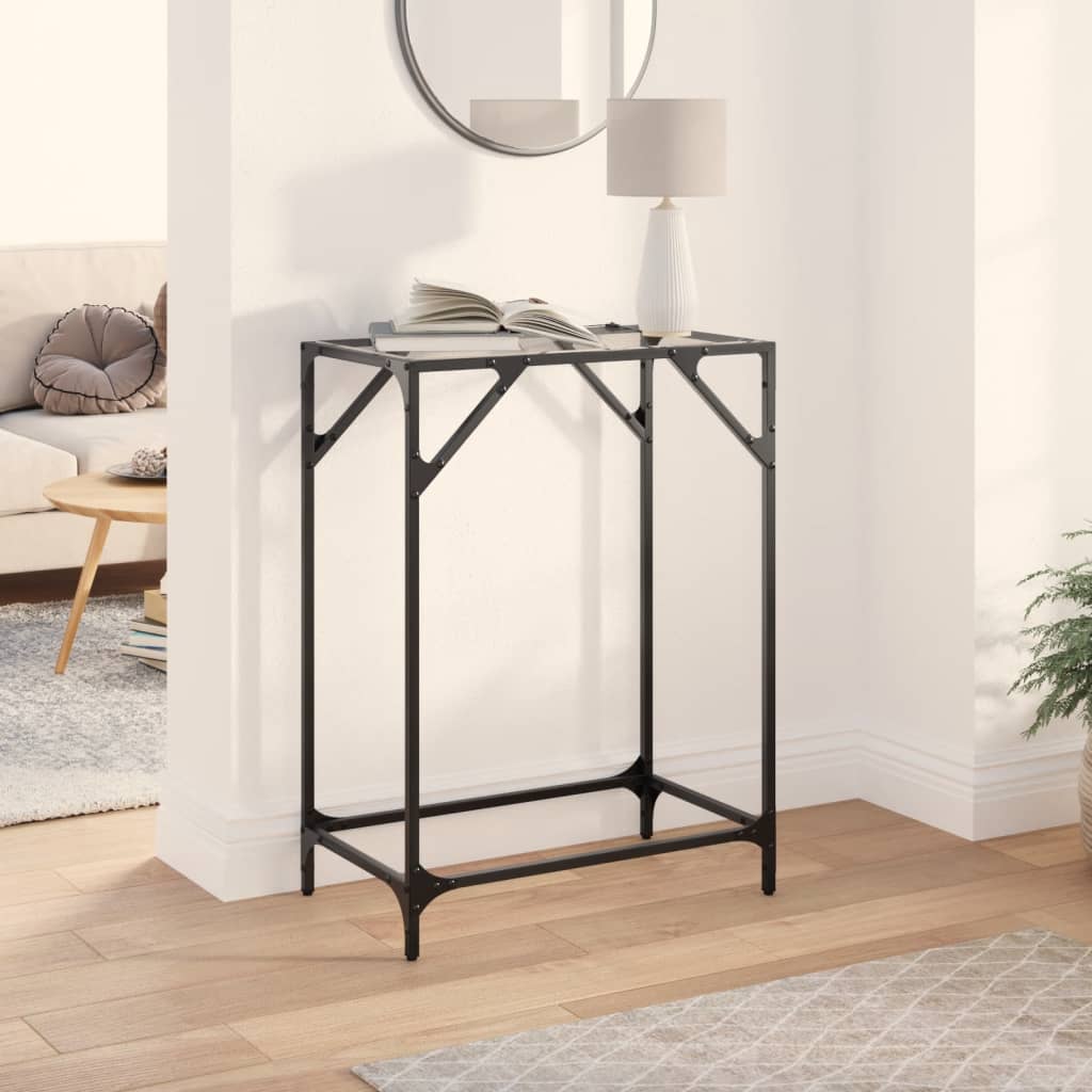 Console Table With Glass Top Steel