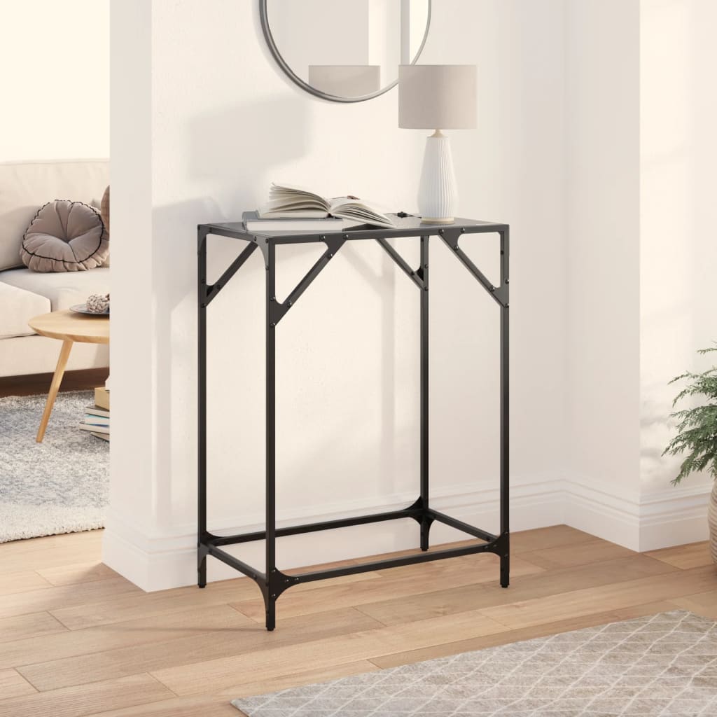 Console Table With Glass Top Steel