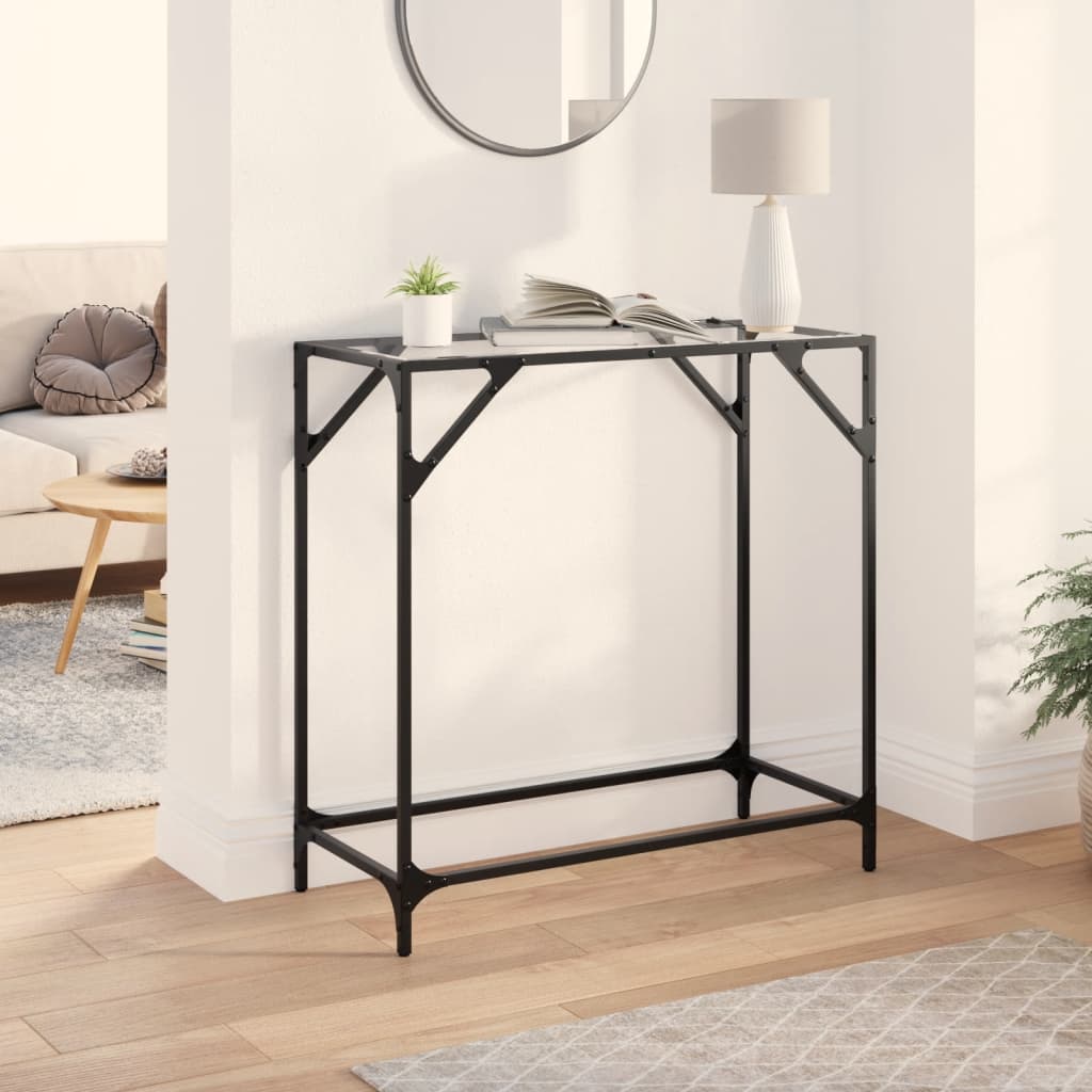 Console Table With Glass Top Steel