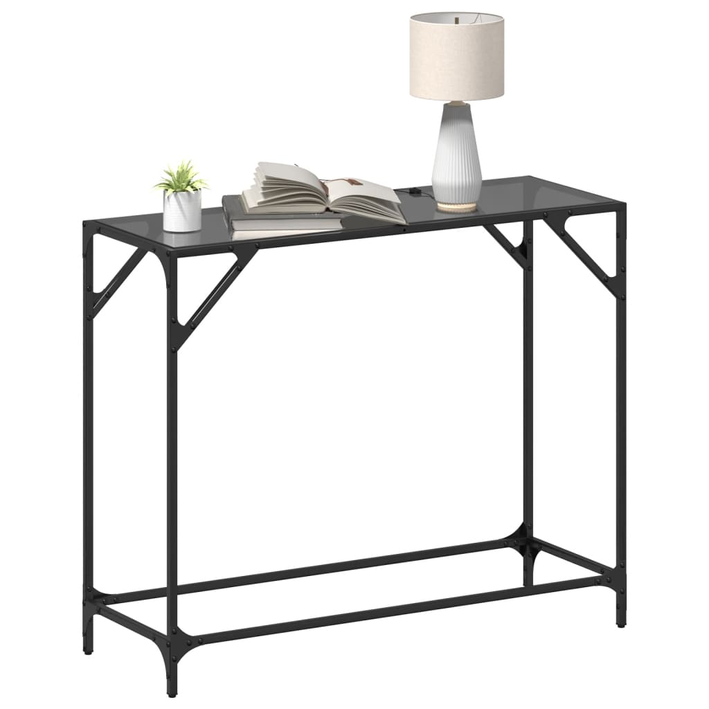 Console Table With Glass Top Steel