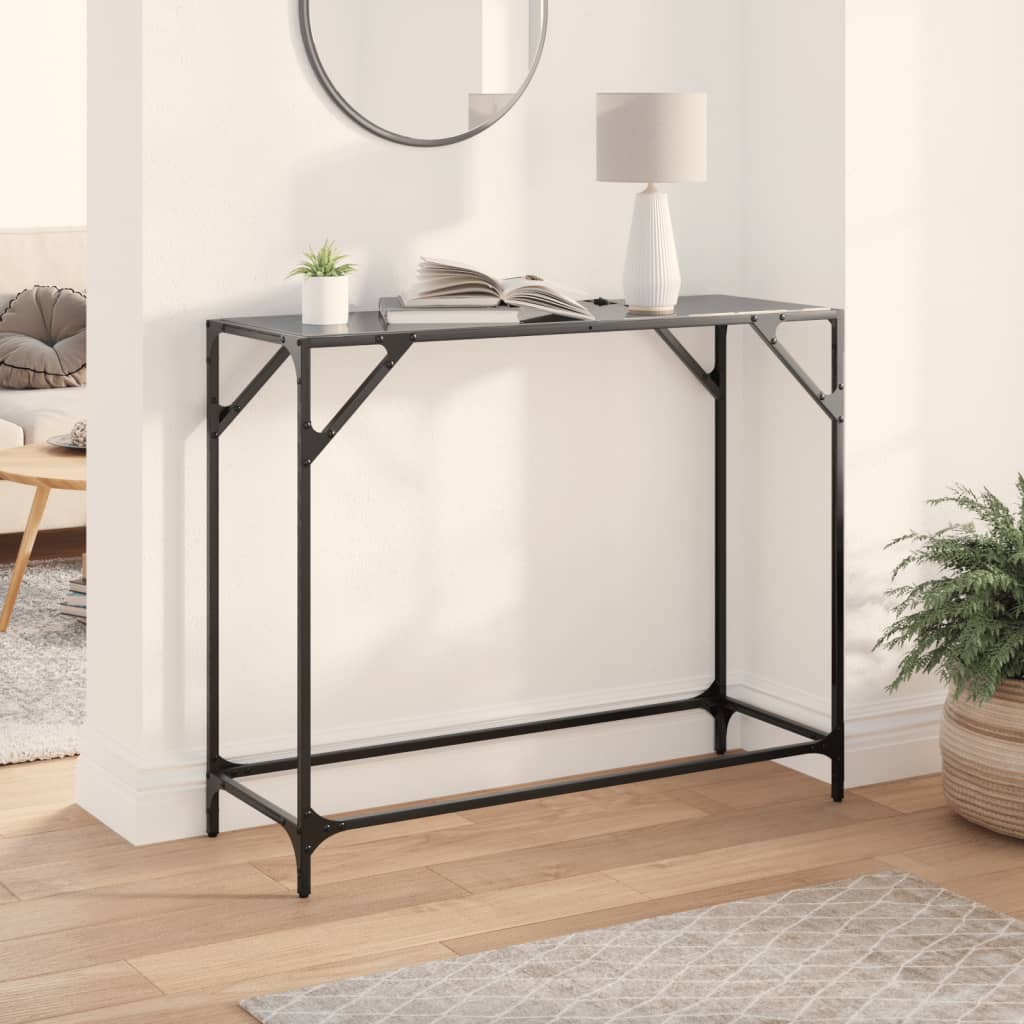 Console Table With Glass Top Steel