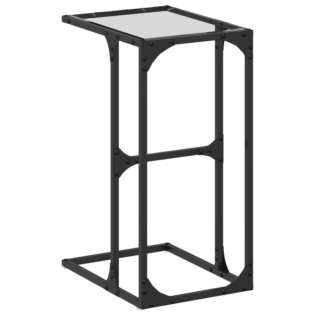 Side Table With Glass 40X30X61.5 Cm Steel
