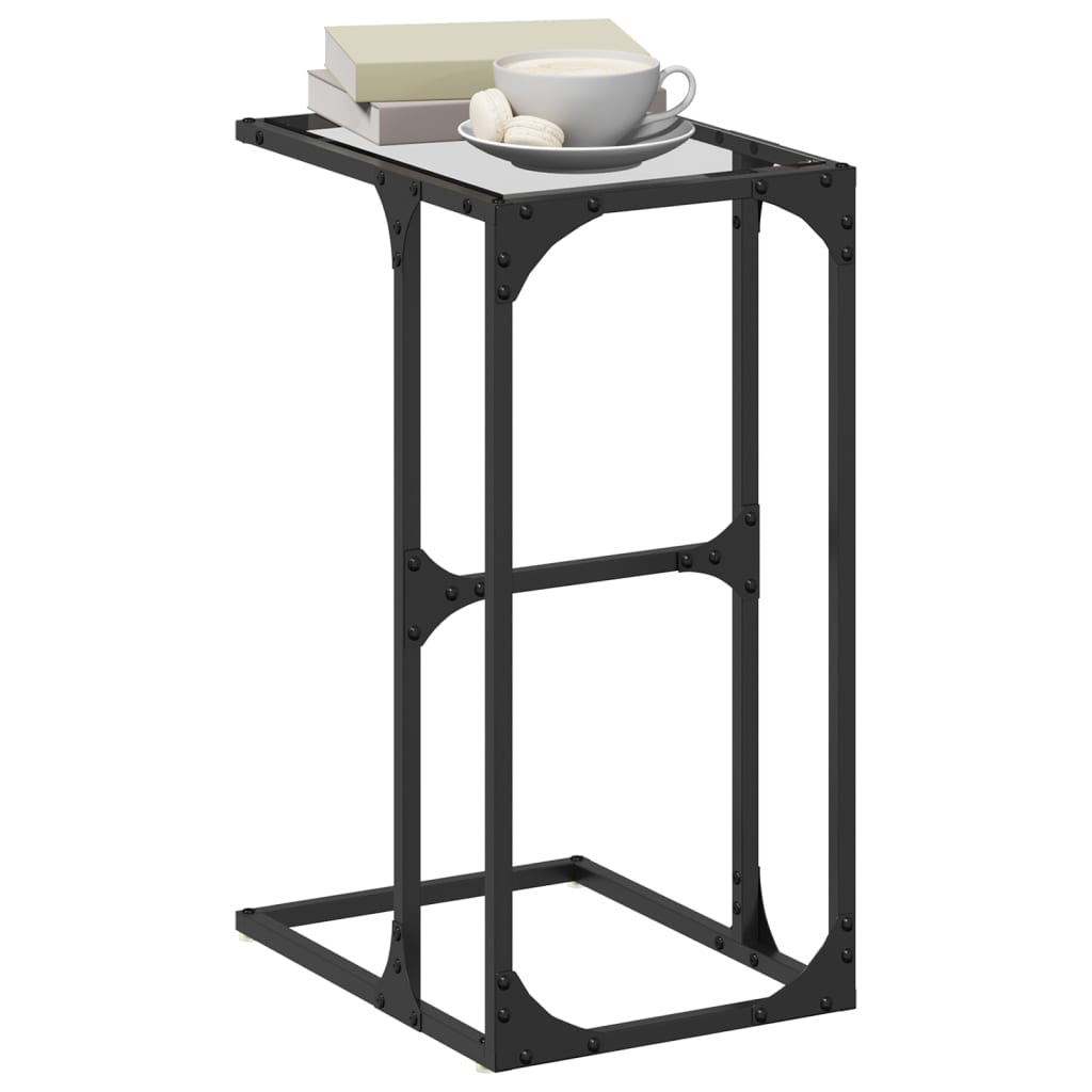 Side Table With Glass 40X30X61.5 Cm Steel