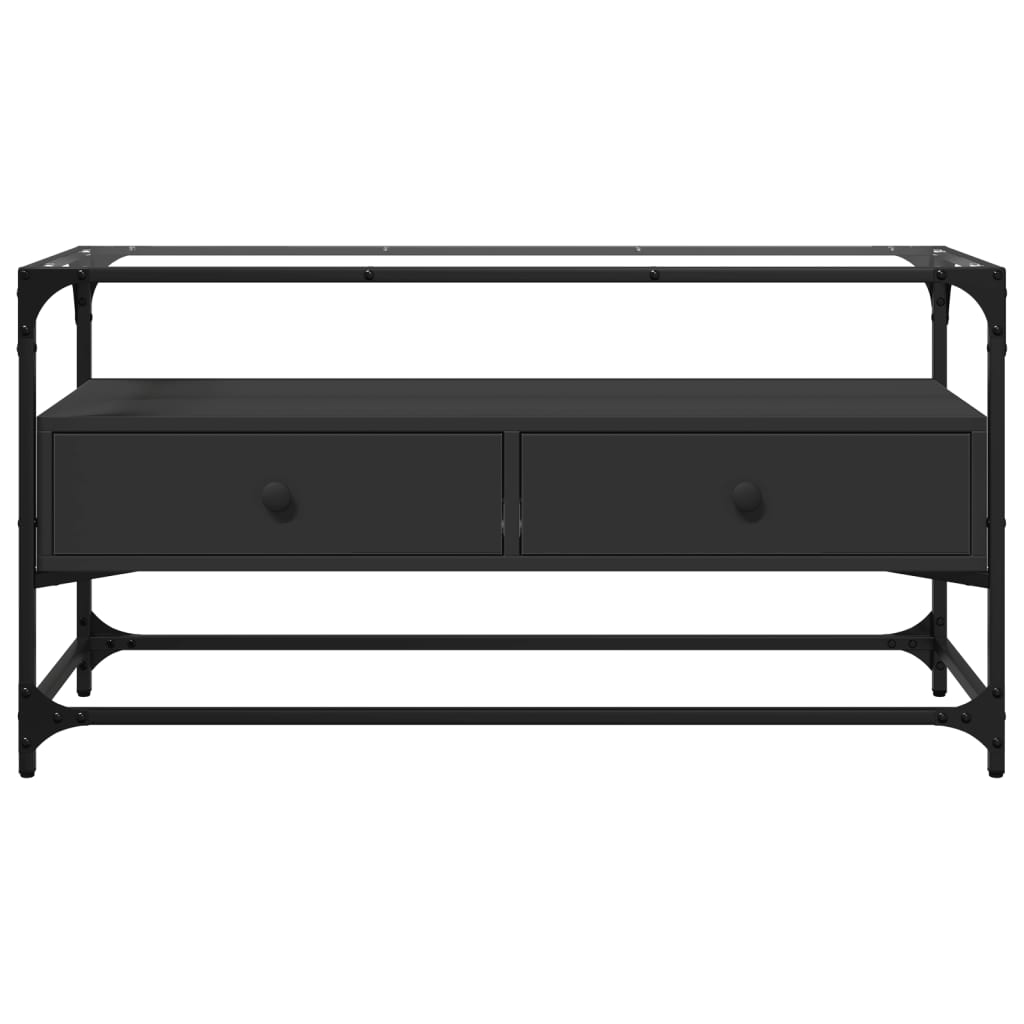 Tv Cabinet With Glass Top 98X35X51 Cm Engineered Wood