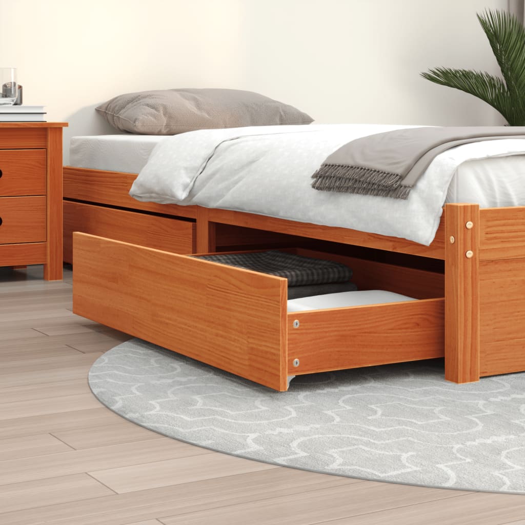 Bed Drawers 4 Pcs Solid Wood Pine