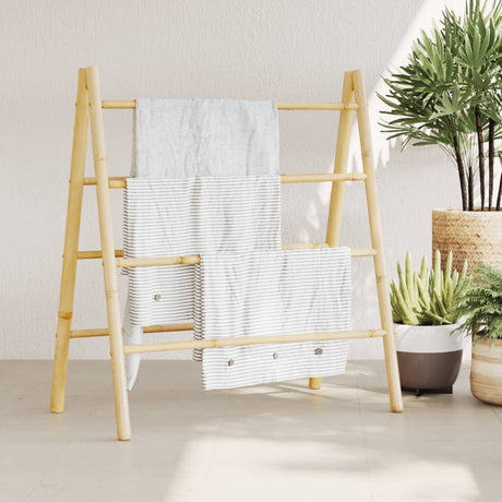Double Towel Ladder With 5 Rungs Bamboo 50X160 Cm