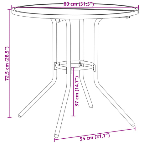 Patio Table Round Anthracite Ø Powder-Coated Steel
