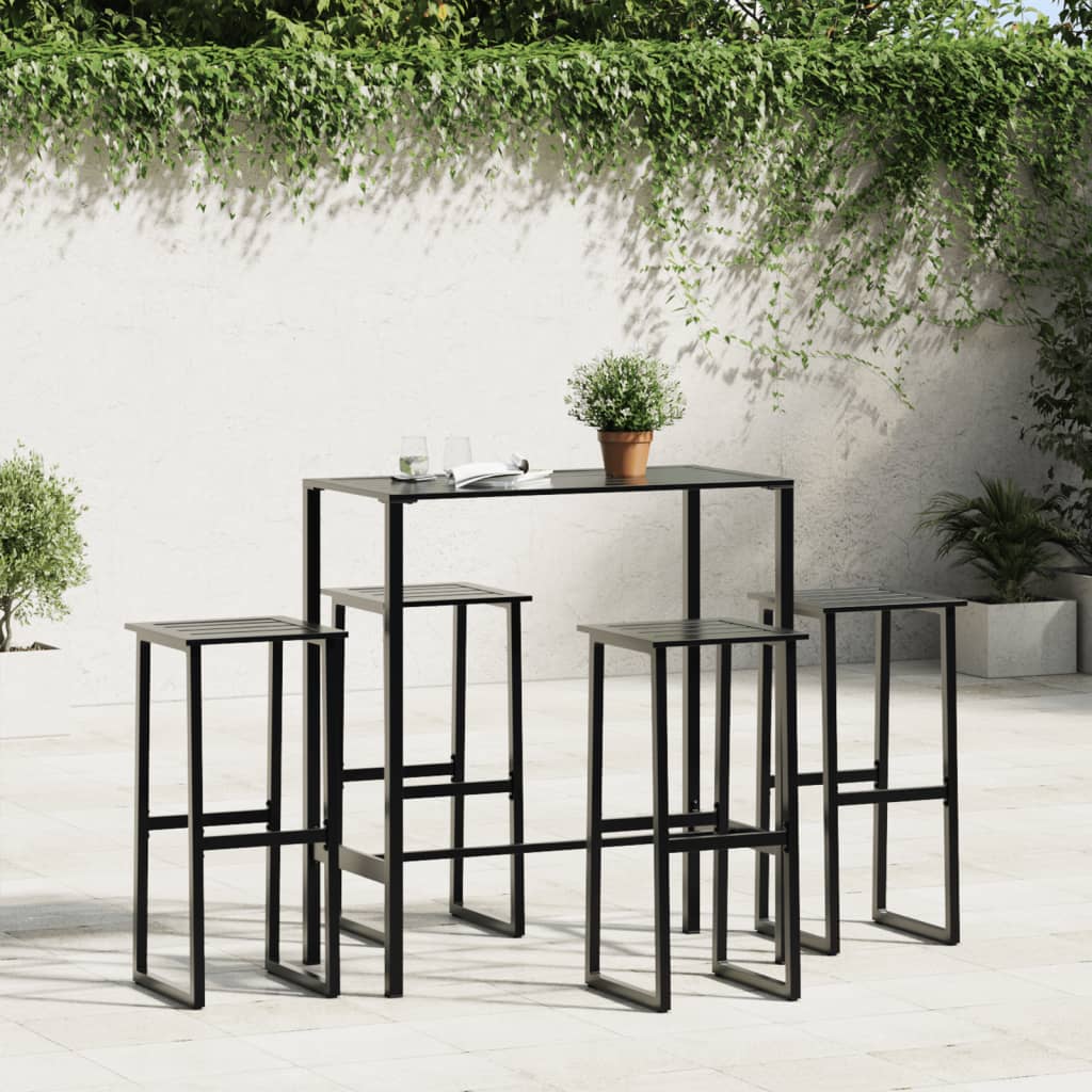 Bar Stools 4 Pcs Black 38X38X80 Cm Powder-Coated Steel