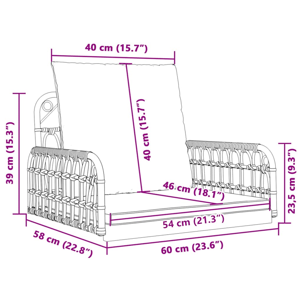 Swing Chair With Cushions Poly Rattan And Steel