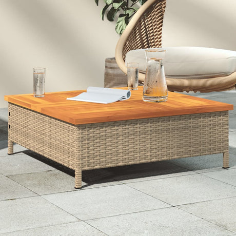 Garden Table 70X70X25 Cm Rattan And Acacia Wood