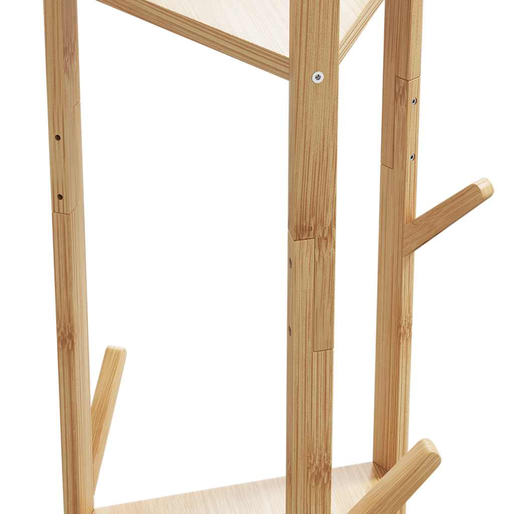 Coat Stand With Hooks And Shelves 39X33X166 Cm Bamboo