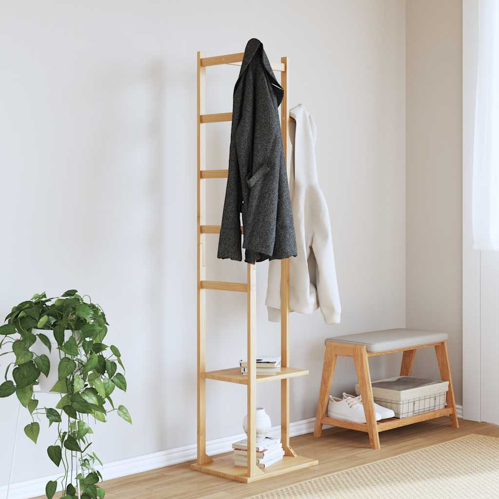 Coat Stand With Hooks And Shelves 38.5X30X156 Cm Bamboo