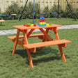 Kids' Picnic Table With Benches And Parasol Wood