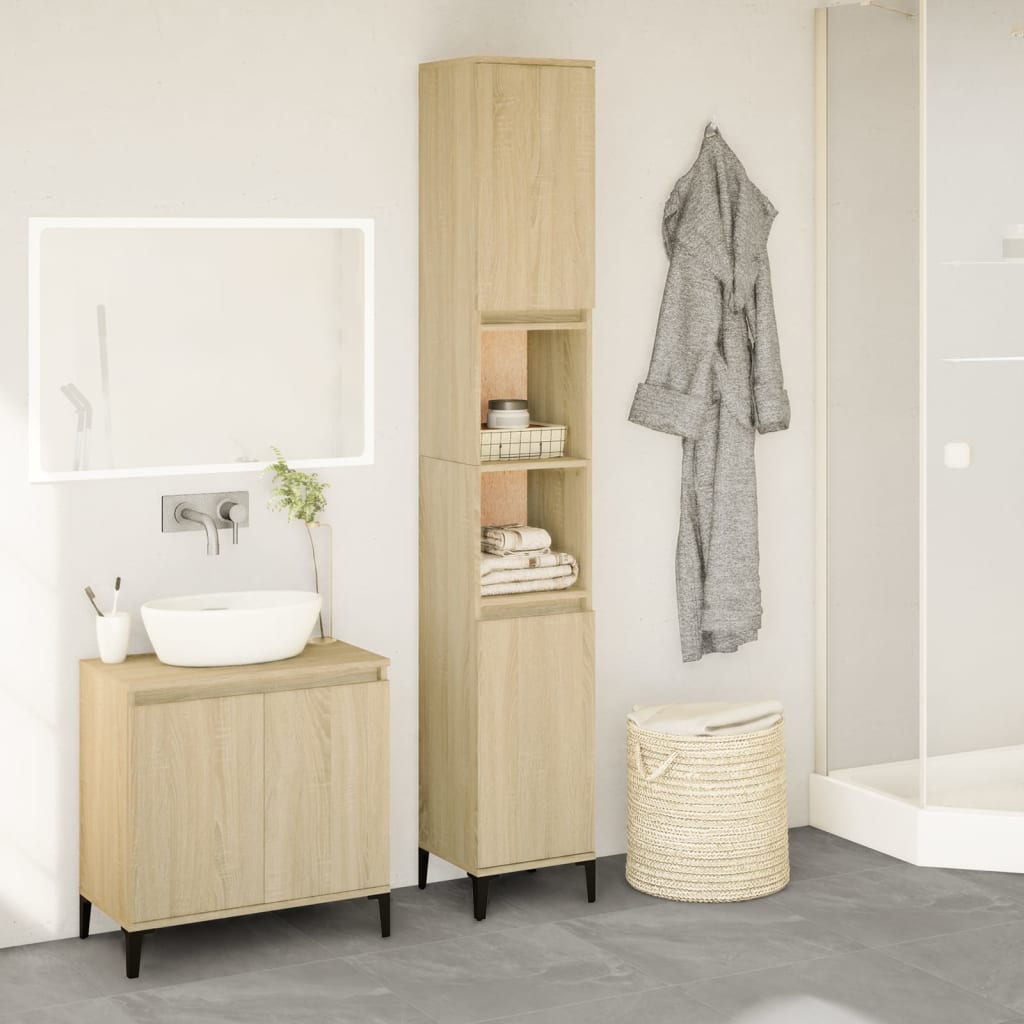 Bathroom Cabinet 30X30X190 Cm Engineered Wood