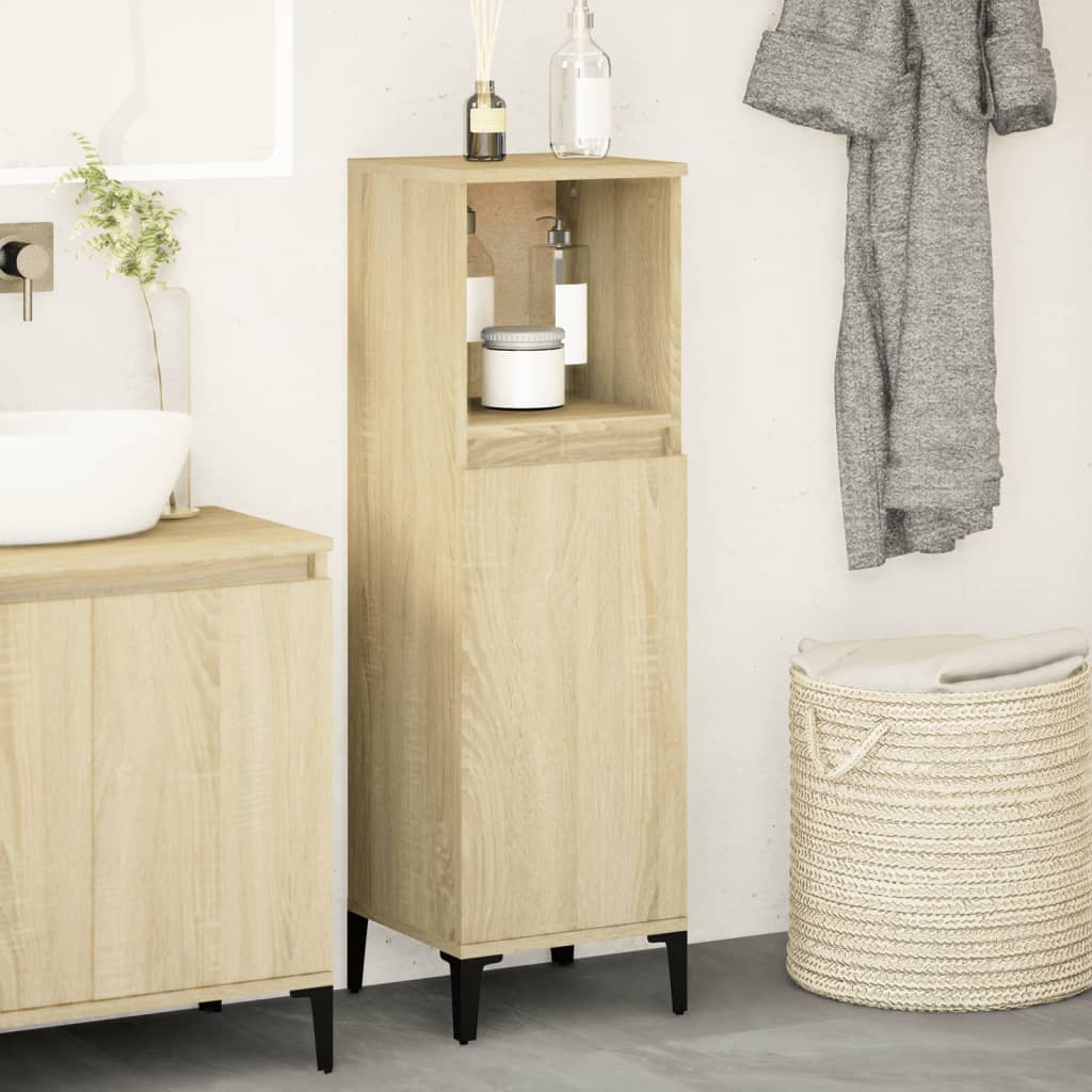Bathroom Cabinet Concrete 30X30X100 Cm Engineered Wood