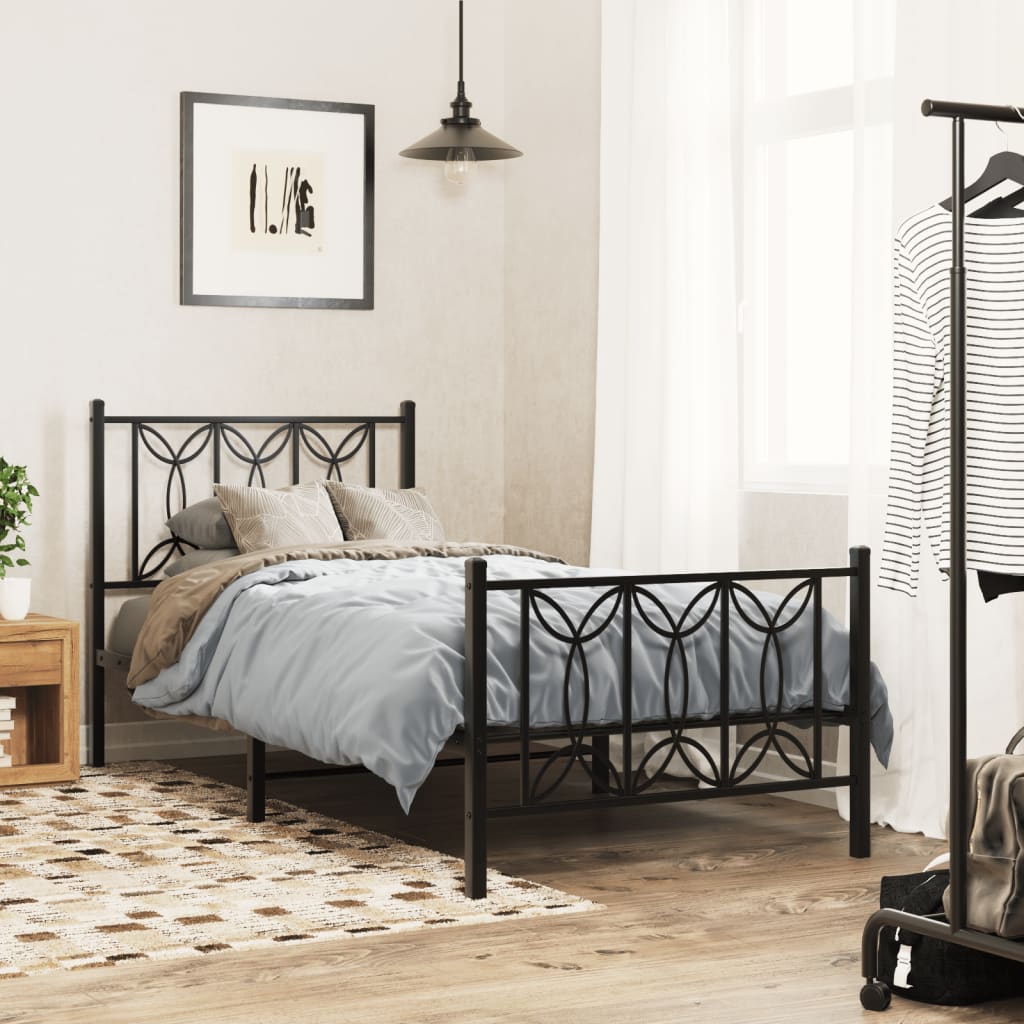 Metal Bed Frame Without Mattress With Footboard 90X190Cm