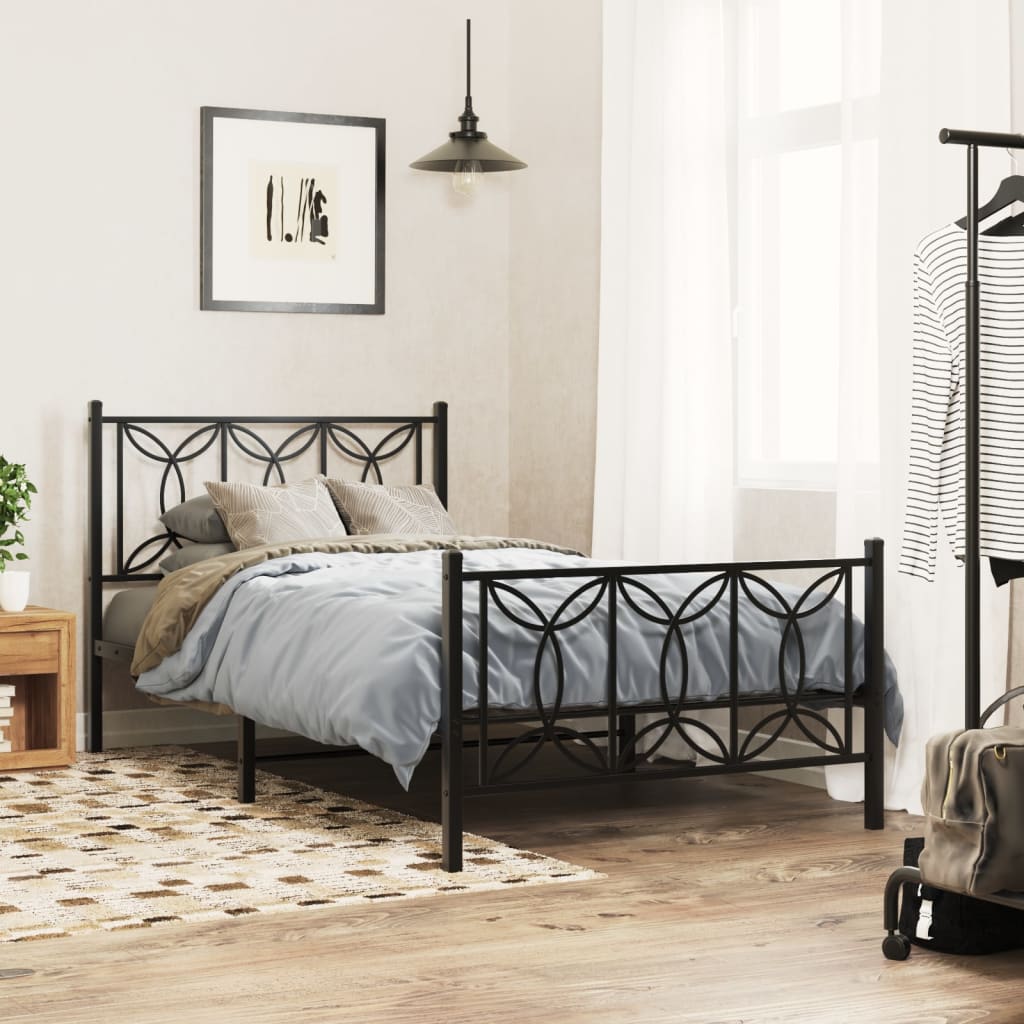 Metal Bed Frame Without Mattress With Footboard 90X190Cm