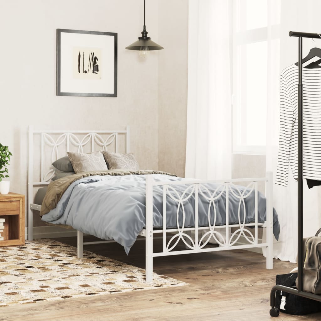 Metal Bed Frame Without Mattress With Footboard 90X190Cm