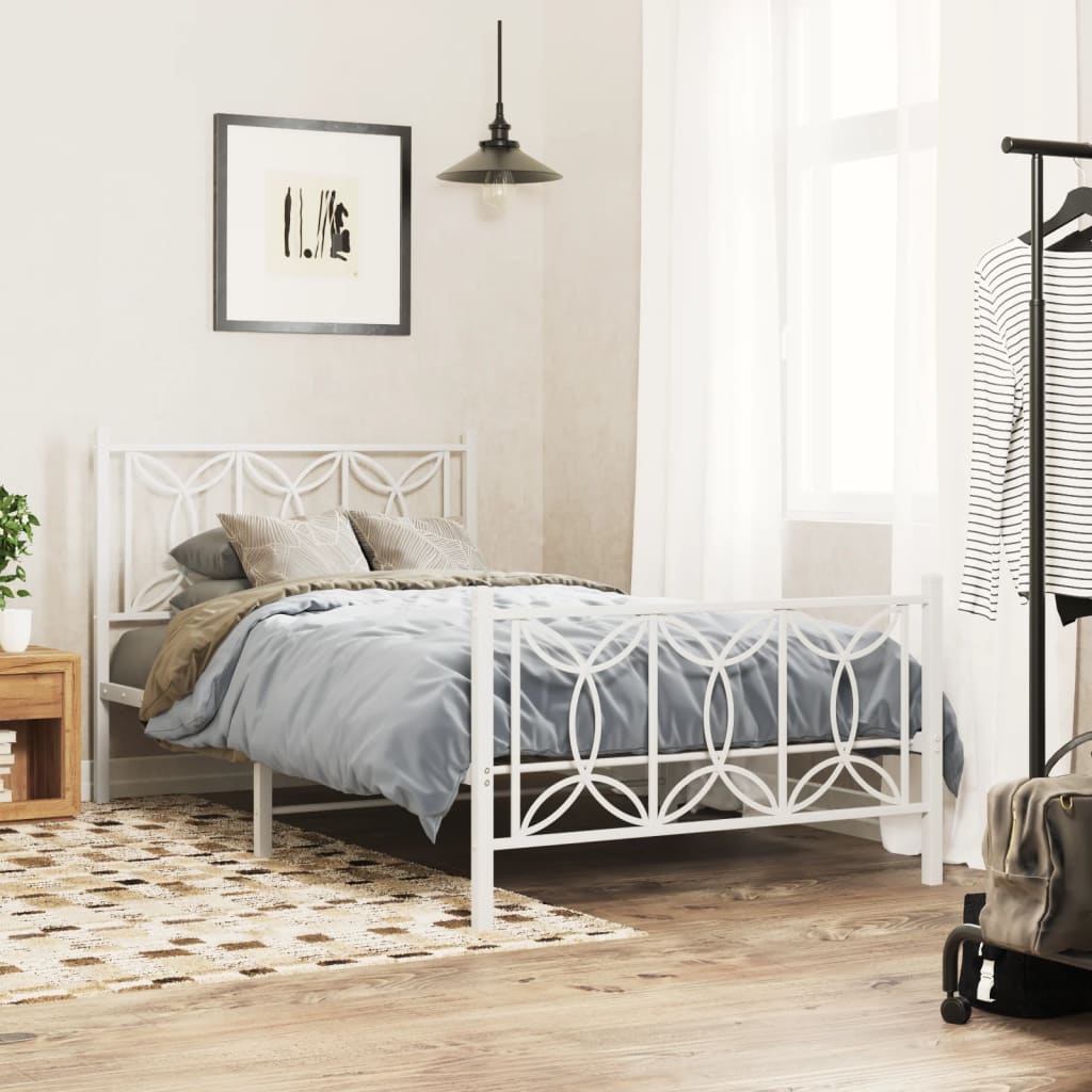 Metal Bed Frame Without Mattress With Footboard 90X190Cm