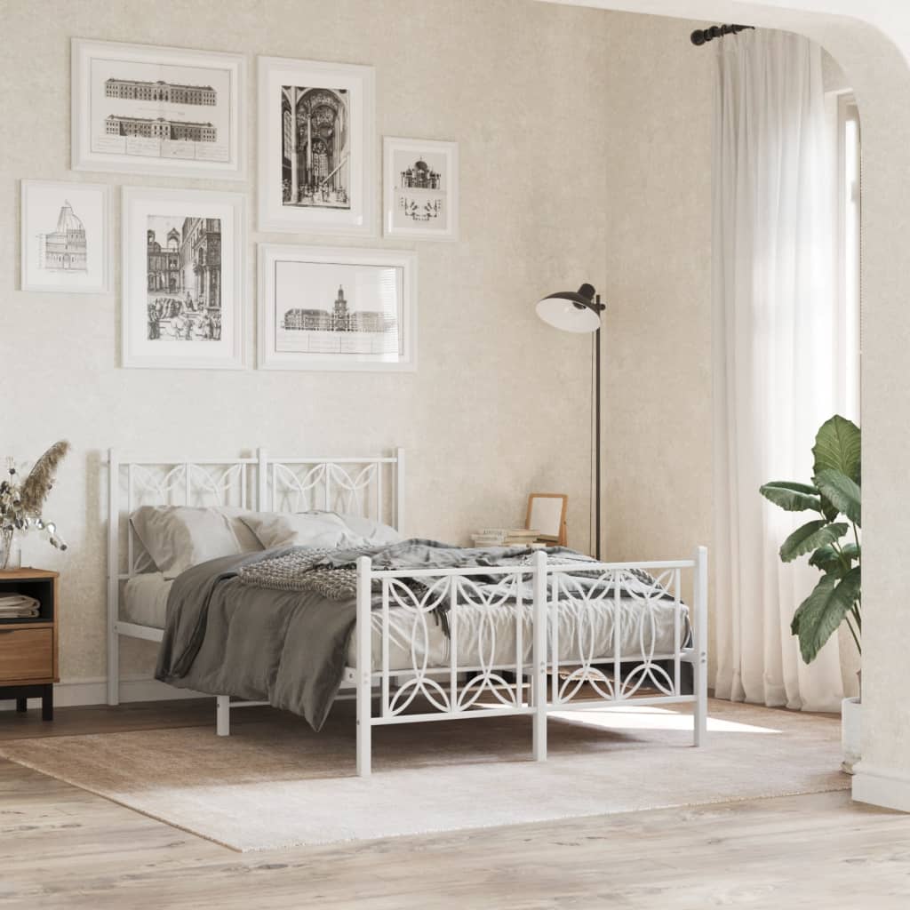 Metal Bed Frame Without Mattress With Footboard 90X190Cm