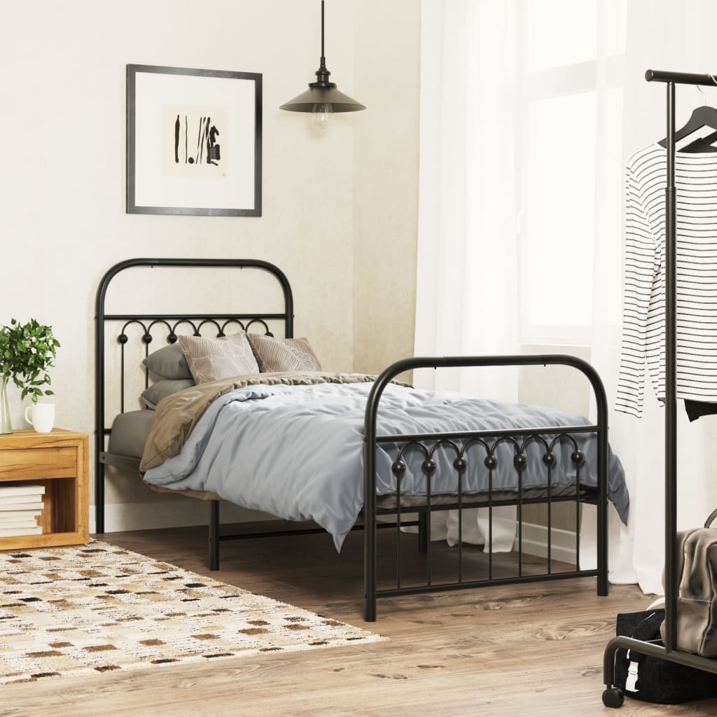 Metal Bed Frame Without Mattress With Footboard 120X190Cm
