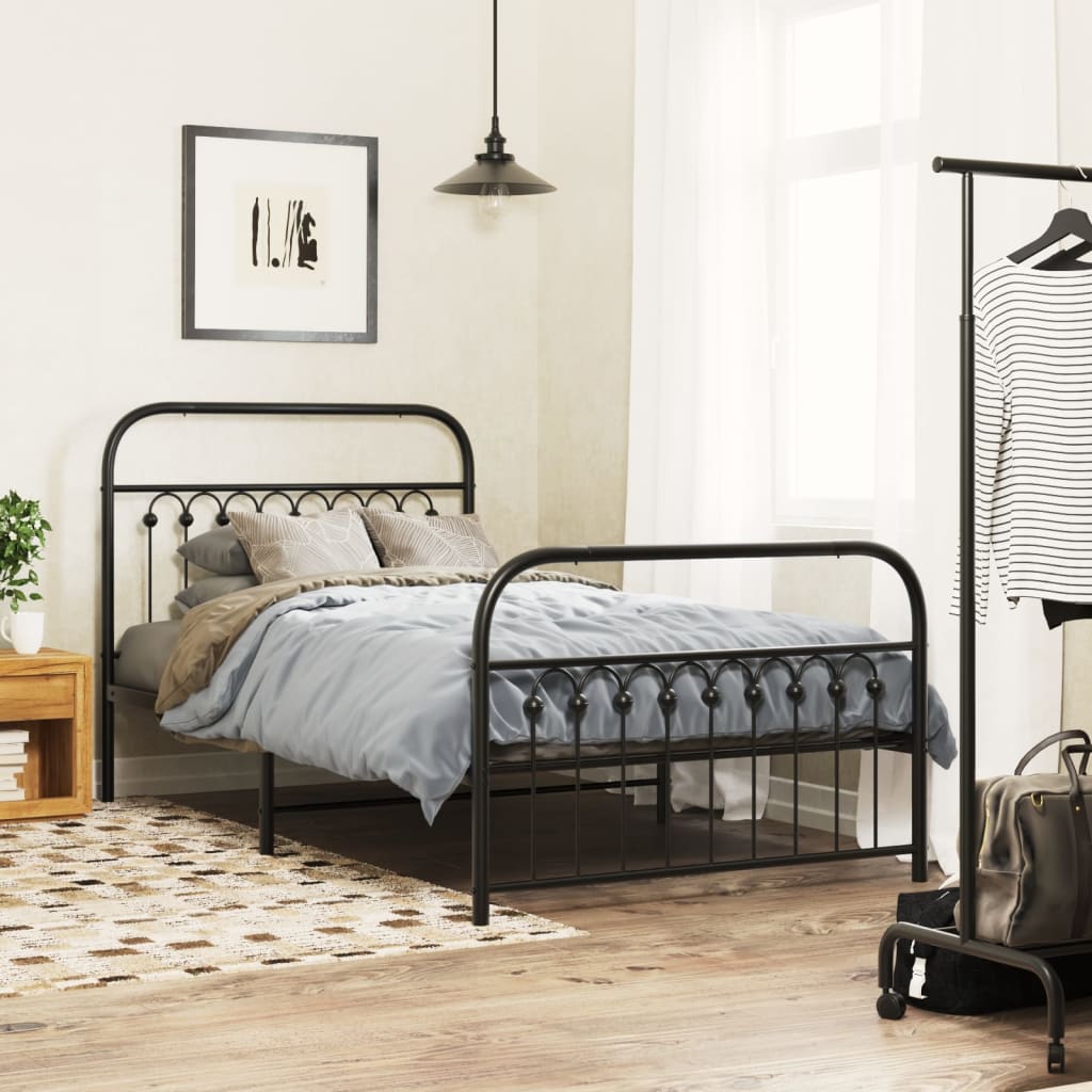 Metal Bed Frame Without Mattress With Footboard 120X190Cm