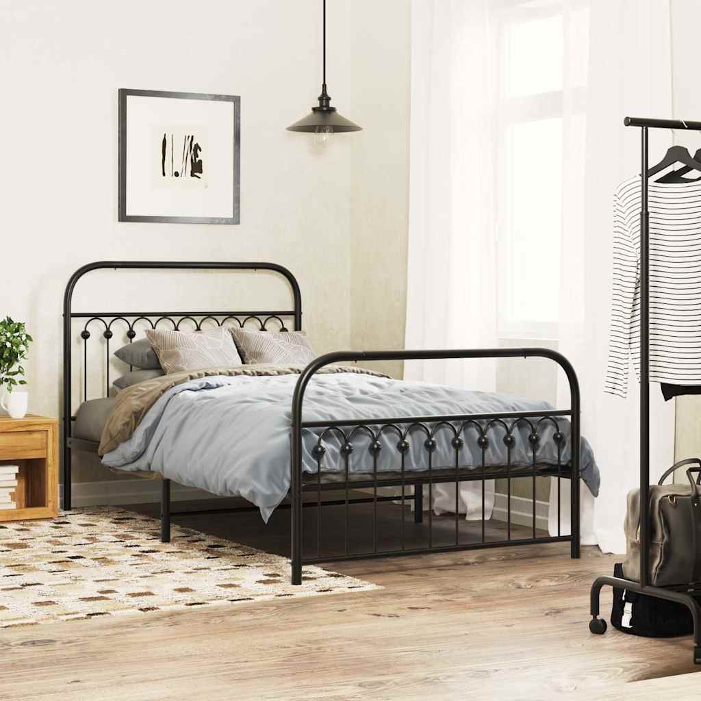 Metal Bed Frame Without Mattress With Footboard 120X190Cm