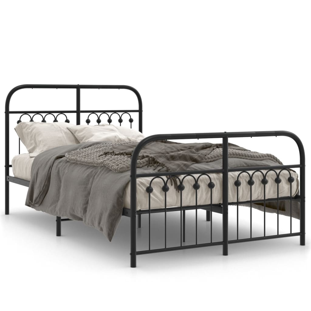 Metal Bed Frame Without Mattress With Footboard 120X190Cm