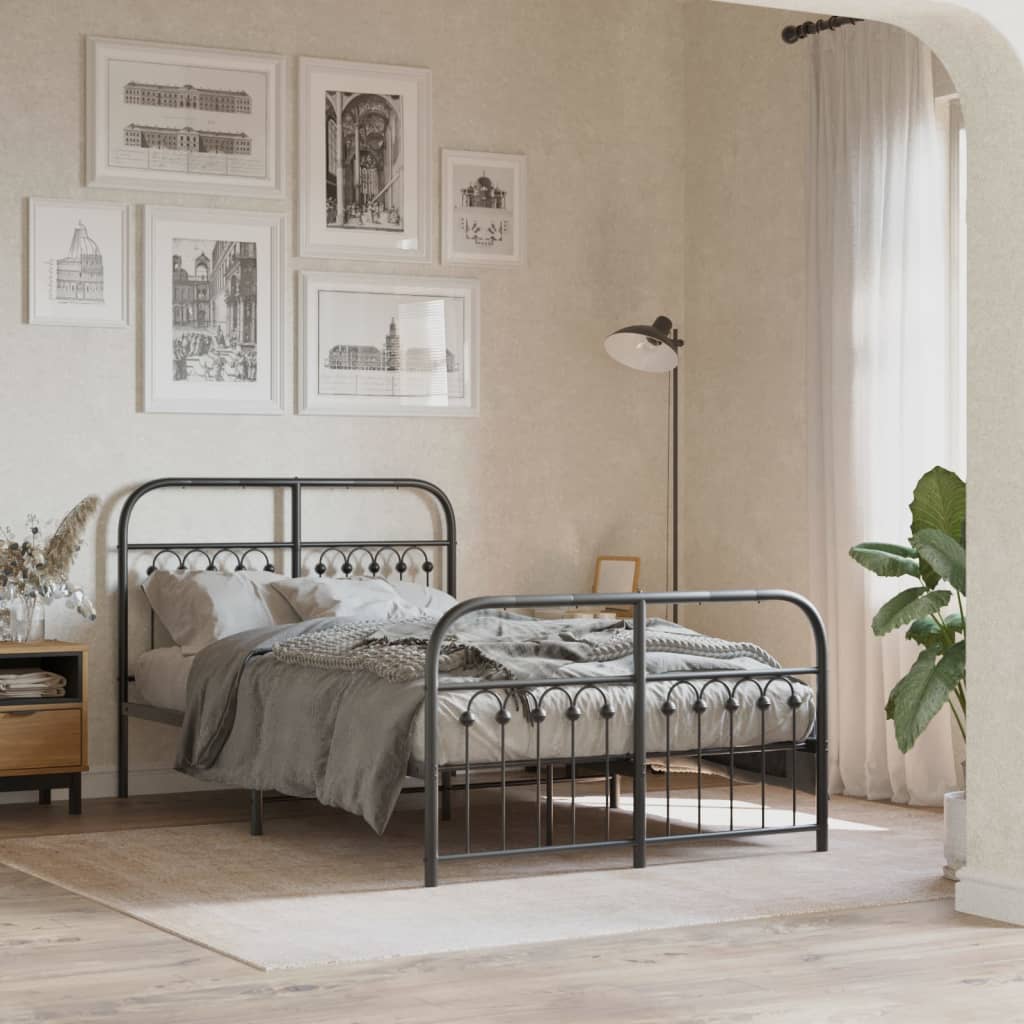 Metal Bed Frame Without Mattress With Footboard 120X190Cm
