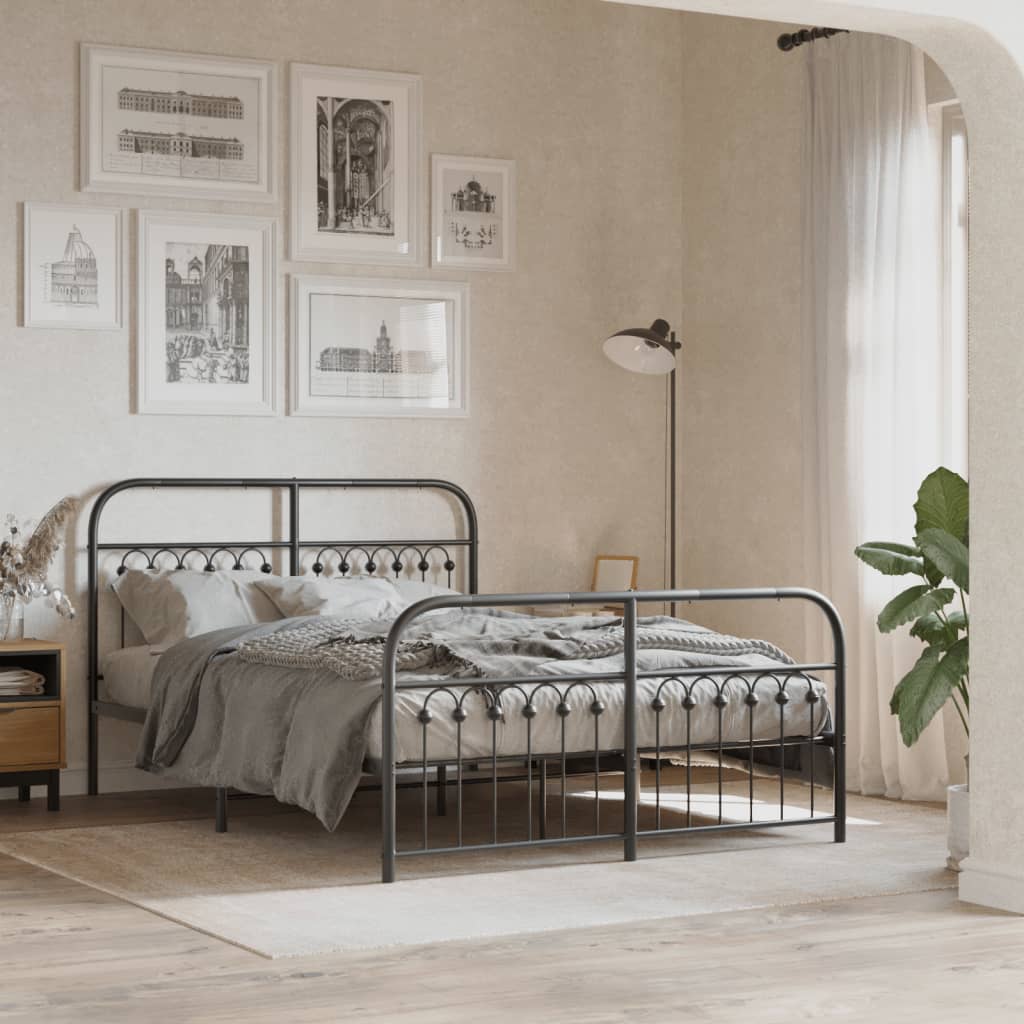 Metal Bed Frame Without Mattress With Footboard 120X190Cm