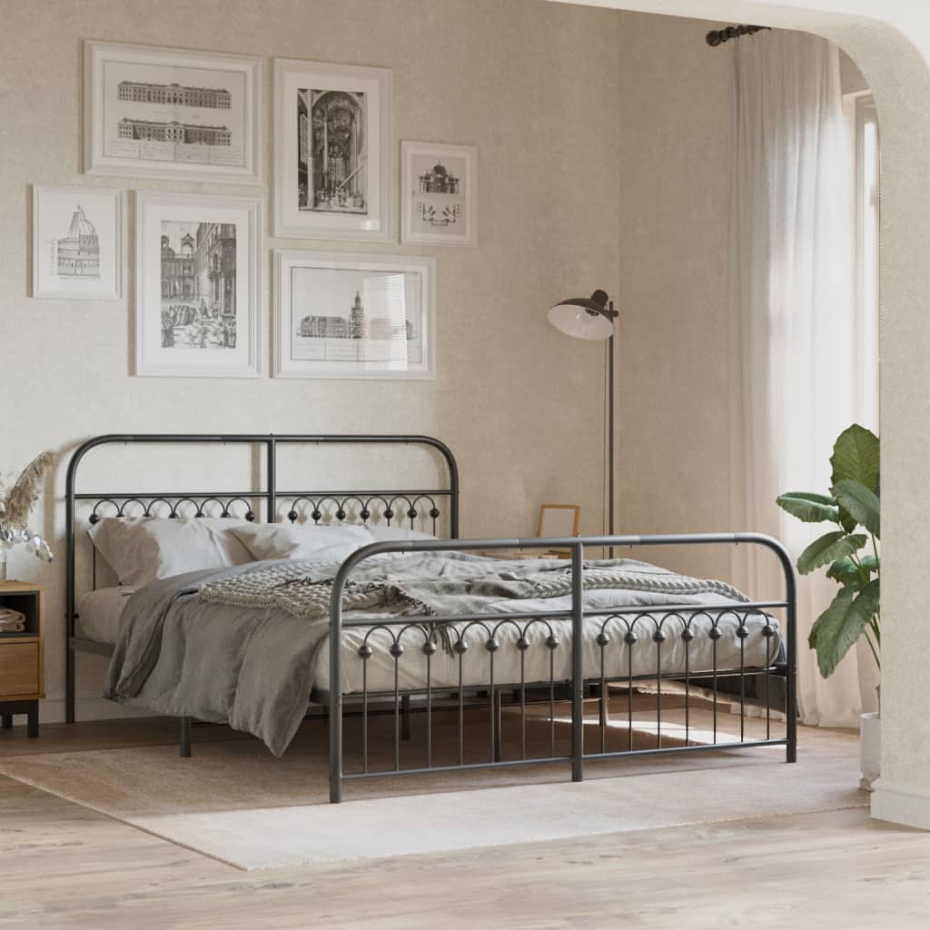 Metal Bed Frame Without Mattress With Footboard 120X190Cm