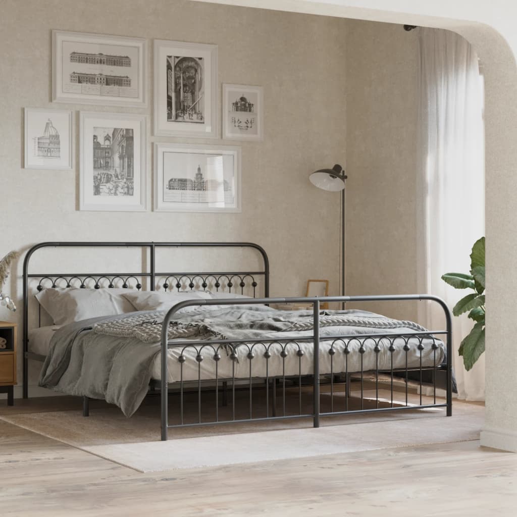Metal Bed Frame Without Mattress With Footboard 120X190Cm