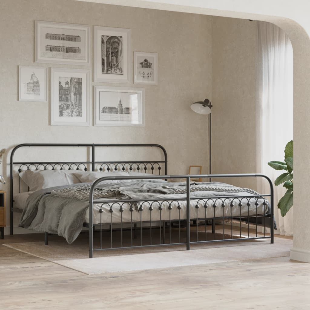 Metal Bed Frame Without Mattress With Footboard 120X190Cm
