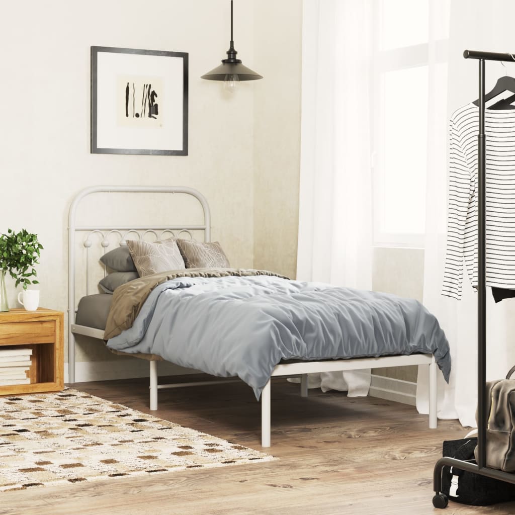 Metal Bed Frame Without Mattress With Footboard 120X190Cm