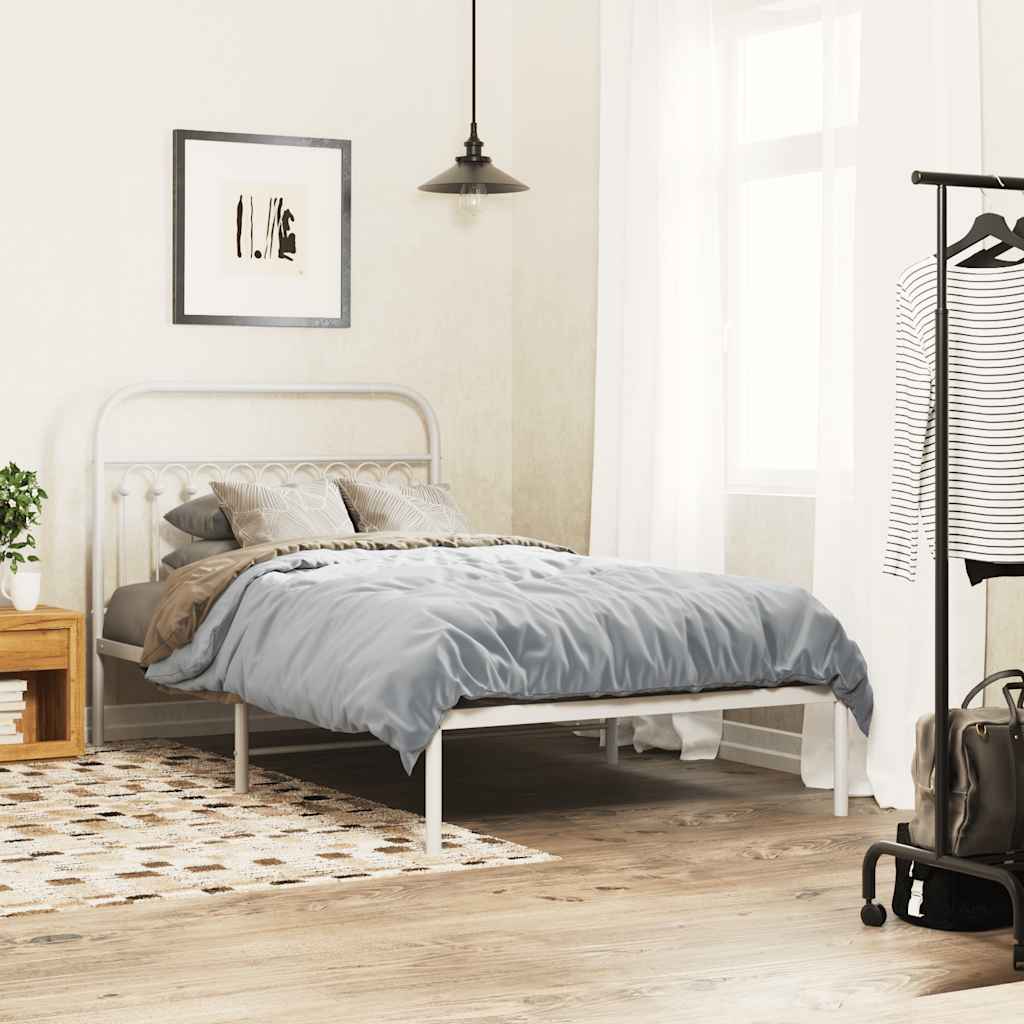 Metal Bed Frame Without Mattress With Footboard 120X190Cm