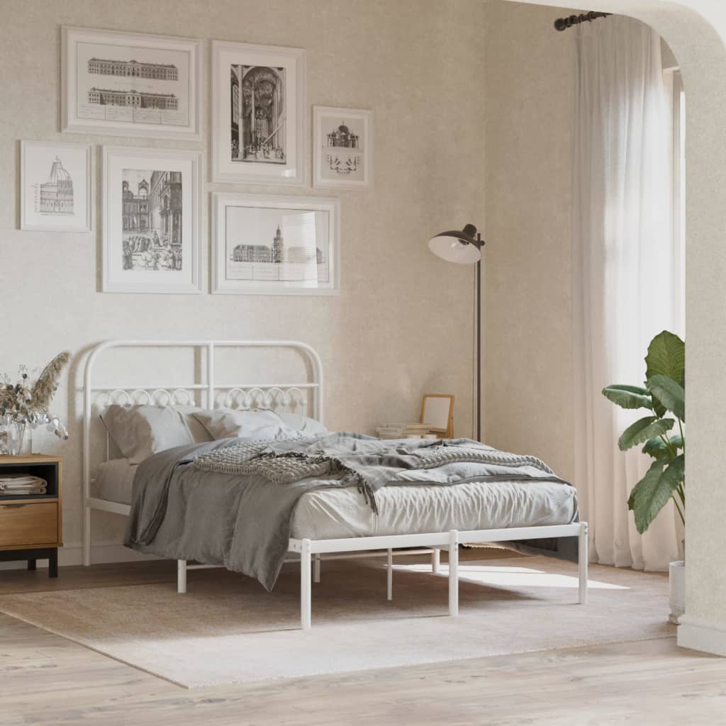 Metal Bed Frame Without Mattress With Footboard 120X190Cm