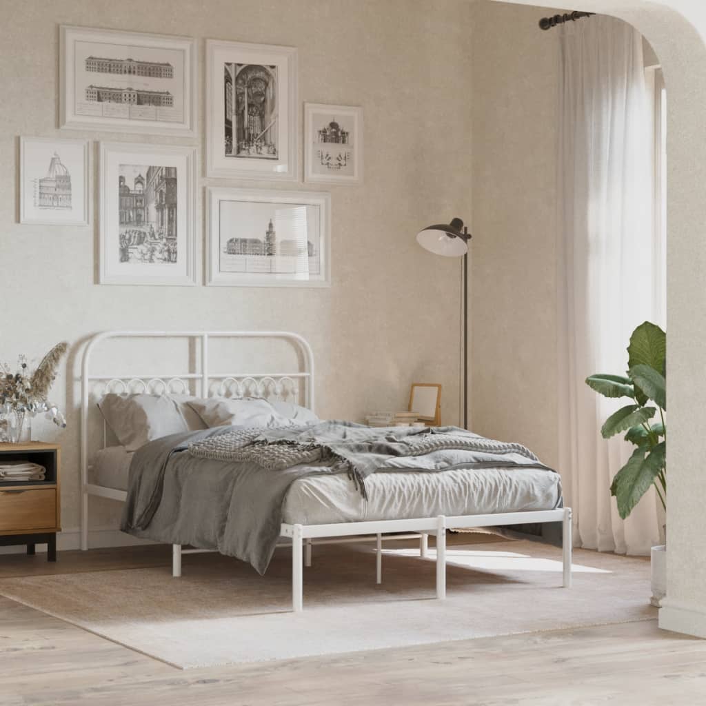 Metal Bed Frame Without Mattress With Footboard 120X190Cm