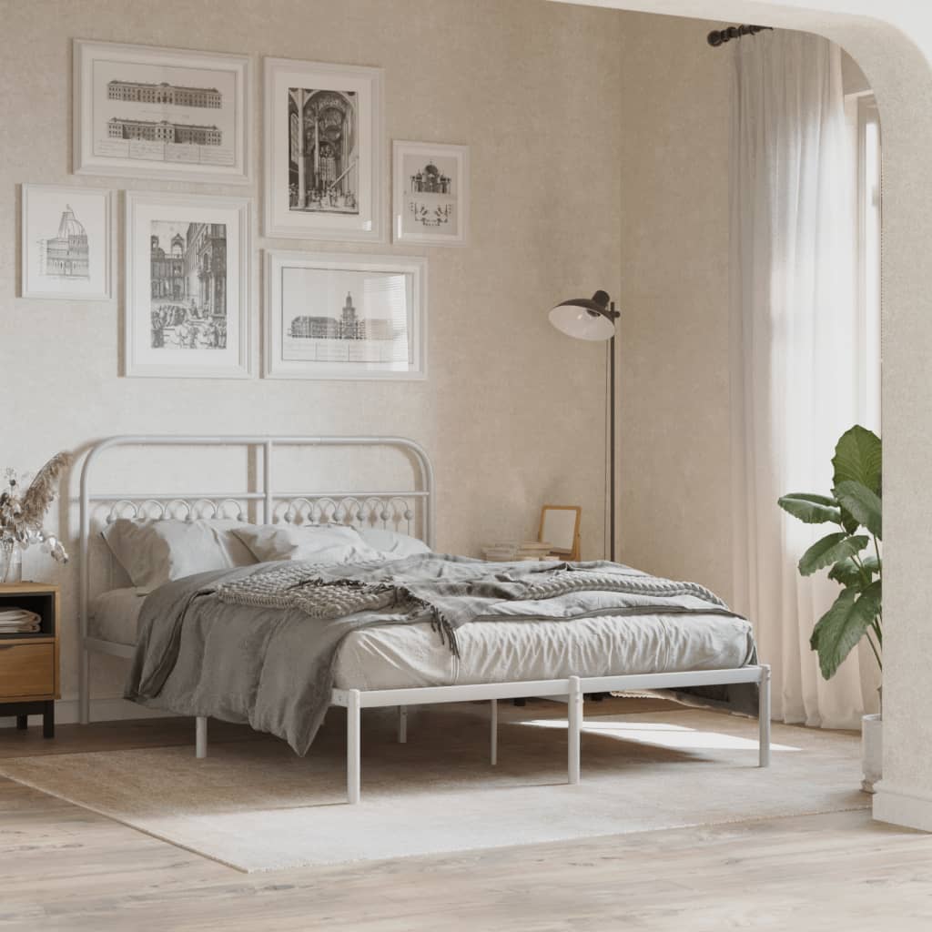 Metal Bed Frame Without Mattress With Footboard 120X190Cm