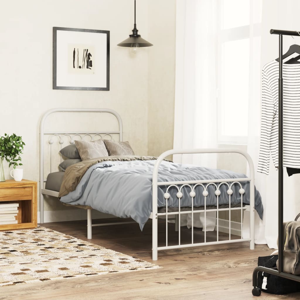 Metal Bed Frame Without Mattress With Footboard 120X190Cm