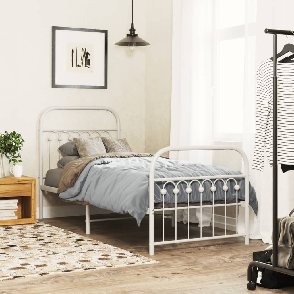 Metal Bed Frame Without Mattress With Footboard 120X190Cm