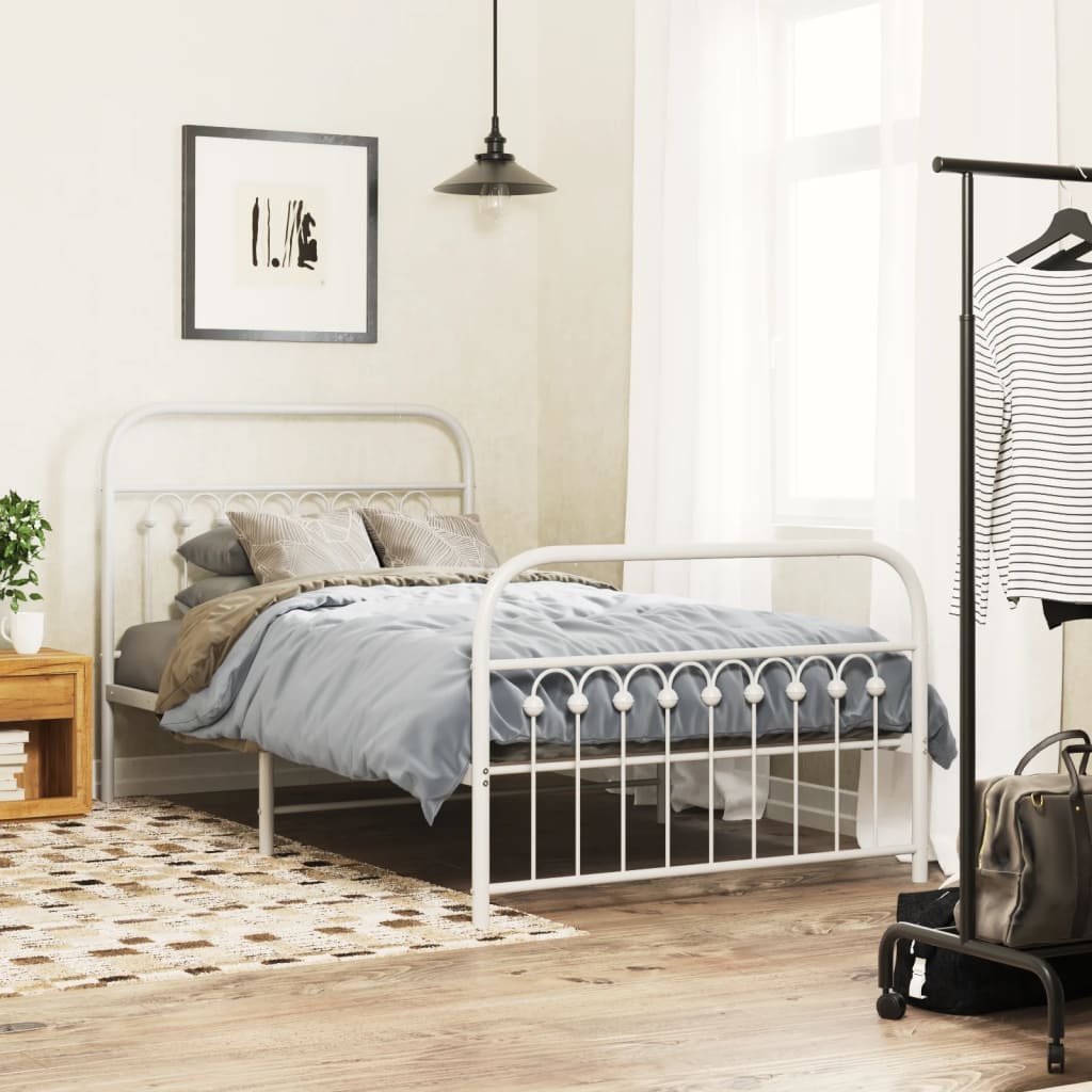 Metal Bed Frame Without Mattress With Footboard 120X190Cm