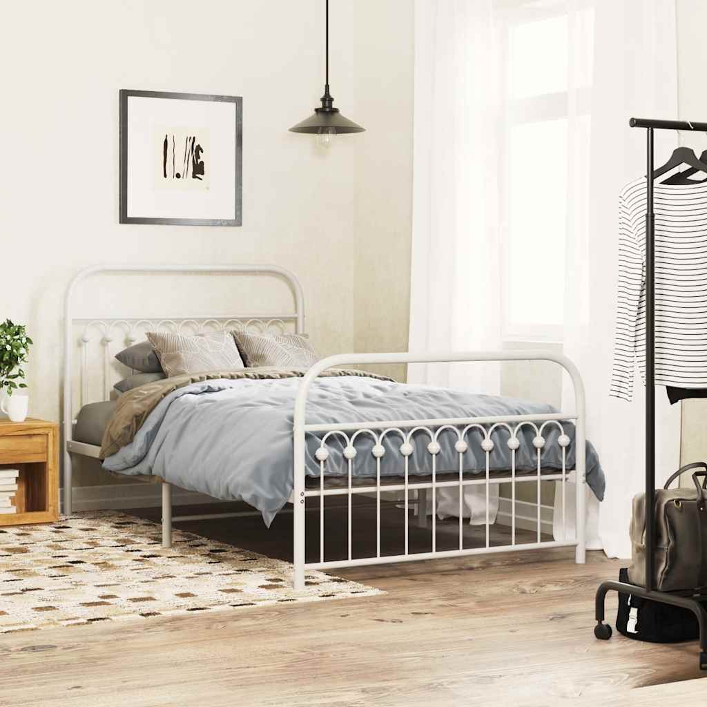 Metal Bed Frame Without Mattress With Footboard 120X190Cm