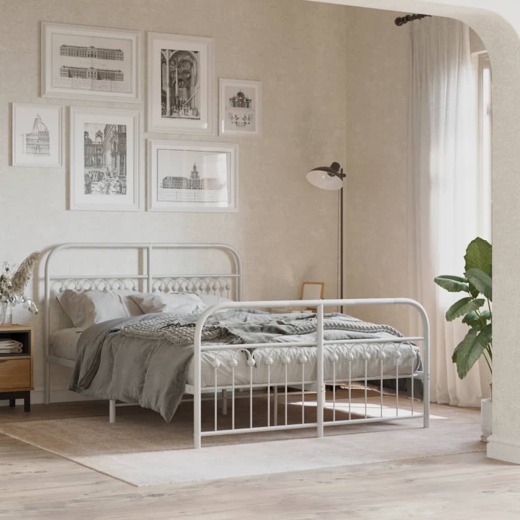 Metal Bed Frame Without Mattress With Footboard 120X190Cm