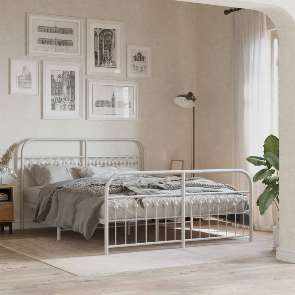 Metal Bed Frame Without Mattress With Footboard 120X190Cm