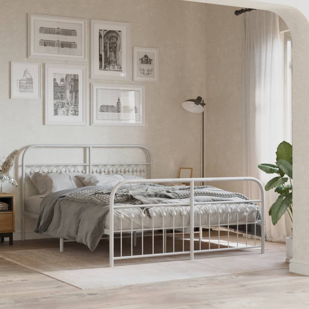 Metal Bed Frame Without Mattress With Footboard 120X190Cm