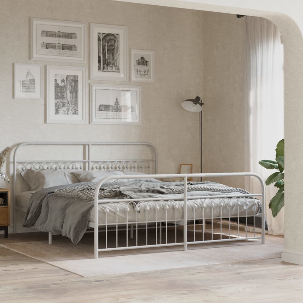 Metal Bed Frame Without Mattress With Footboard 120X190Cm