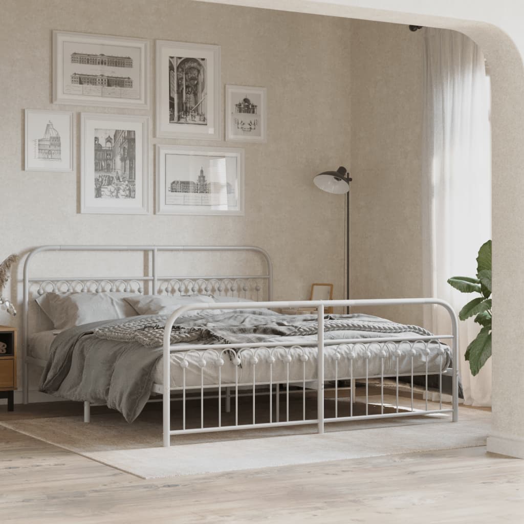 Metal Bed Frame Without Mattress With Footboard 120X190Cm